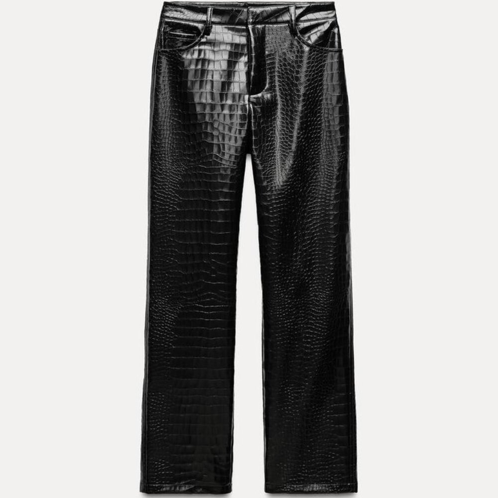 ZARA NWT FAUX LEATHER STRAIGHT LEG PANTS